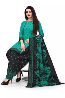 Anny Deziner Womens Cotton Printed kurta salwar with dupatta Set With Ineer (Ready To Wear)