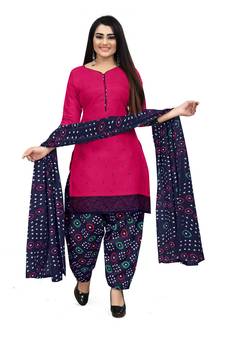 Anny Deziner Womens Cotton Printed kurta salwar with dupatta Set With Ineer (Ready To Wear)