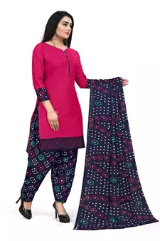 Anny Deziner Womens Cotton Printed kurta salwar with dupatta Set With Ineer (Ready To Wear)