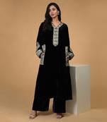 Soft Black Kashmiri Tilla Aari Embroidered Choga Kurta