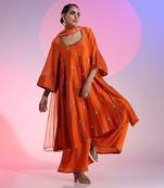 Oversized Rust Orange Gotta Patti Kalidar Set