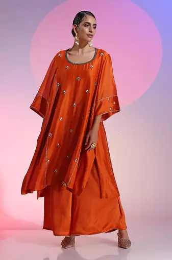 Oversized Rust Orange Gotta Patti Kalidar Set