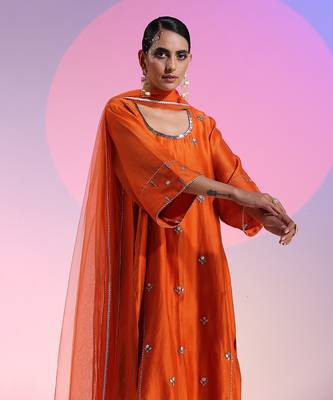Oversized Rust Orange Gotta Patti Kalidar Set 3