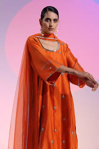 Oversized Rust Orange Gotta Patti Kalidar Set