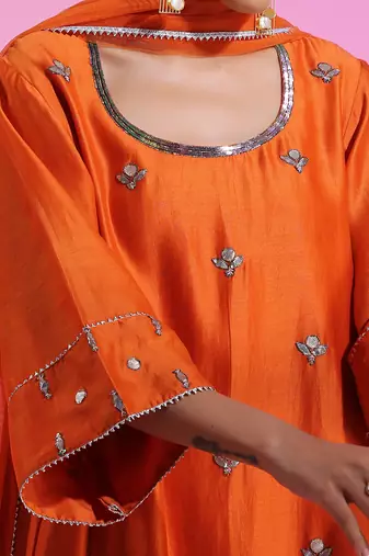 Oversized Rust Orange Gotta Patti Kalidar Set