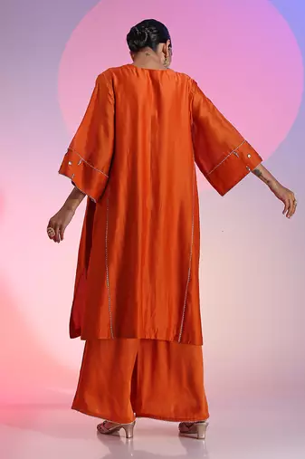 Oversized Rust Orange Gotta Patti Kalidar Set