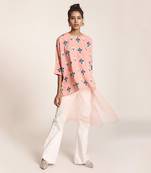 PS Pret by Payal Singhal Coral Printed Art Crepe and Organza Kaftan Tunic