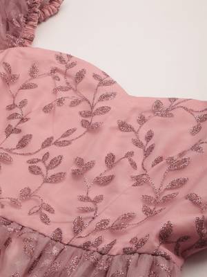 Ethnovogue Ready To Wear Pink Foil Printed Net Dress 4