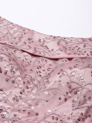 Ethnovogue Ready To Wear Dark Grey N Pink Embroidered Off Shoulder Gown 4