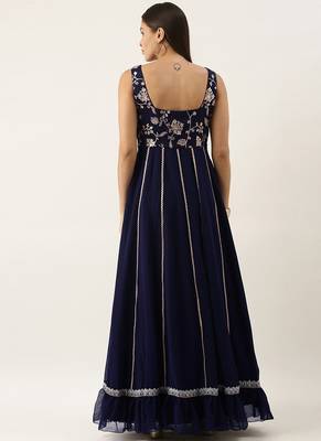 Ethnovogue Ready To Wear Blue Embroidered Kali Gown 2