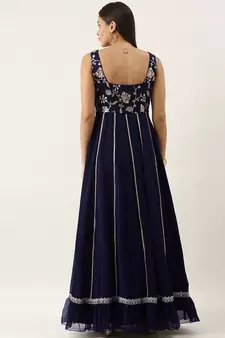 Ethnovogue Ready To Wear Blue Embroidered Kali Gown