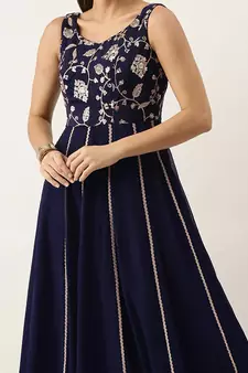 Ethnovogue Ready To Wear Blue Embroidered Kali Gown