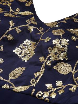 Ethnovogue Ready To Wear Blue Bell Sleeves Embroidered Gown 4