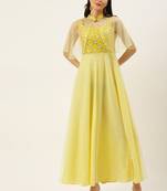 Ethnovogue Ready To Wear Yellow Embroidered Gown With Cape