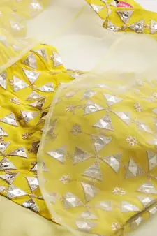 Ethnovogue Ready To Wear Yellow Embroidered Gown With Cape
