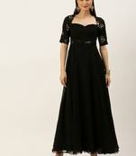 Ethnovogue Ready To Wear Black Chinnon Embroidered Gown