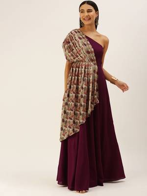 Ethnovogue Ready To Wear Multicolorcolored Embroidered Indo Western Gown 1