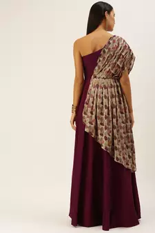 Ethnovogue Ready To Wear Multicolorcolored Embroidered Indo Western Gown