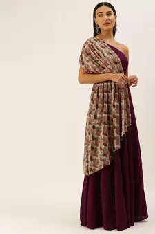 Ethnovogue Ready To Wear Multicolorcolored Embroidered Indo Western Gown