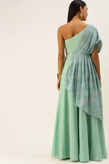 Ethnovogue Ready To Wear Multicolorcolored Embroidered Indo Western Gown