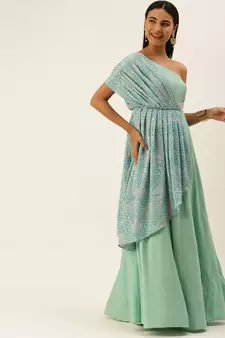 Ethnovogue Ready To Wear Multicolorcolored Embroidered Indo Western Gown