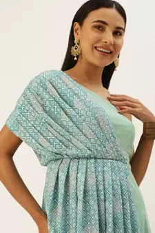 Ethnovogue Ready To Wear Multicolorcolored Embroidered Indo Western Gown