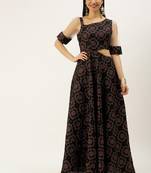 Ethnovogue Ready To Wear Black Printed Art Silk Gown