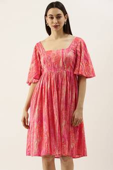 Ethnovogue Ready To Wear Pink Bell Sleeve Dress