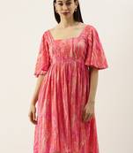 Ethnovogue Ready To Wear Pink Bell Sleeve Dress