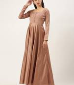 Ethnovogue Ready To Wear Peach Jacquard Fit N Flare Dress
