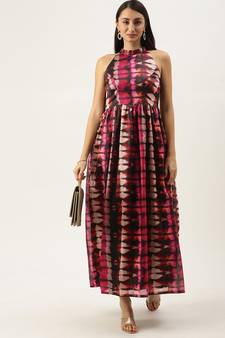 Ethnovogue Ready To Wear Multicolorcolored Digital Printed Gathered Dress