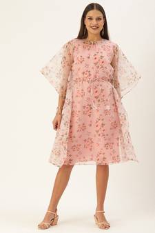 Ethnovogue Ready To Wear Floral Printed Organza Kaftan Dress