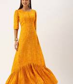 Ethnovogue Ready To Wear Yellow Digital Printed Maxi Dress