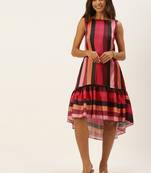 Ethnovogue Ready To Wear Multicolorcolored Satin Blend Printed Dress