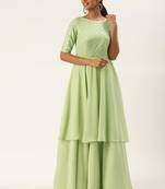 Ethnovogue Ready To Wear Green Georgette Embroidered Layered Gown