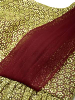 Ethnovogue Ready To Wear Gold N Red Embroidered Net Layered Gown 4