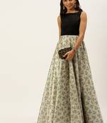 Ethnovogue Ready To Wear Off White Art Silk Printed Gown