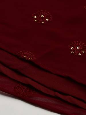 Ethnovogue Ready To Wear Maroon Embroidered One Shoulder Gown 5