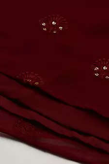 Ethnovogue Ready To Wear Maroon Embroidered One Shoulder Gown