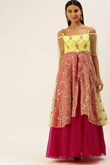 Ethnovogue Ready To Wear Mint Green Organza N Layered Style Gown