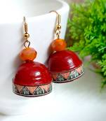 Red agate jhumkas