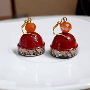 Red agate jhumkas 2