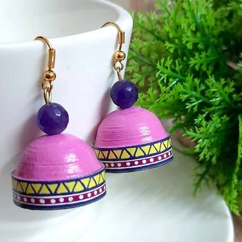 Pink agate jhumkas 1