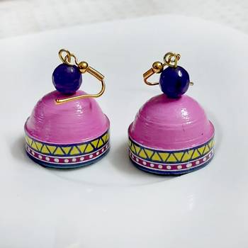 Pink agate jhumkas 2