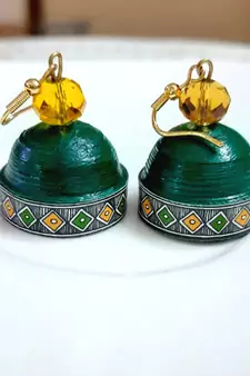 Green agate jhumkas