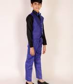 Navy Blue 3 Piece Baba Suit Set Cotton For boys // Western Wear