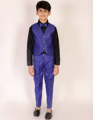 Navy Blue 3 Piece Baba Suit Set Cotton For boys // Western Wear 3