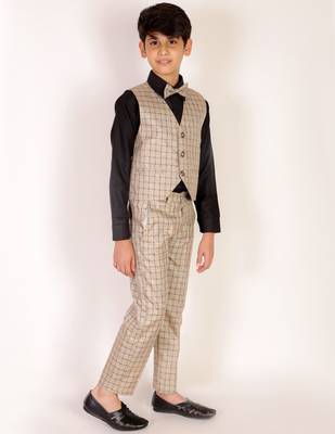 Beige 3 Piece Baba Suit Set Cotton For boys // Western Wear 4