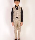 Beige 3 Piece Baba Suit Set Cotton For boys // Western Wear