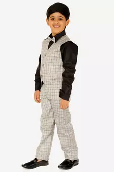 Grey 3 Piece Baba Suit Set Cotton For boys // Western Wear